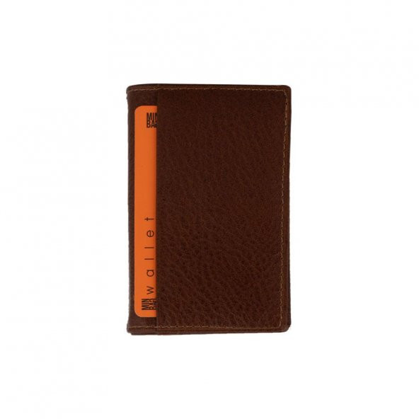 Minbag Aztek Deri Cüzdan Kartlık Taba