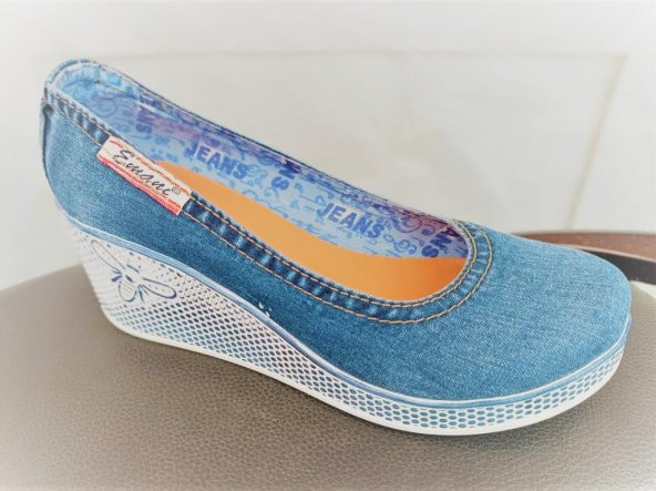 Kadın Yeni Sezon Özel Üretim Dolgu Topuk Kot Ayakkabı