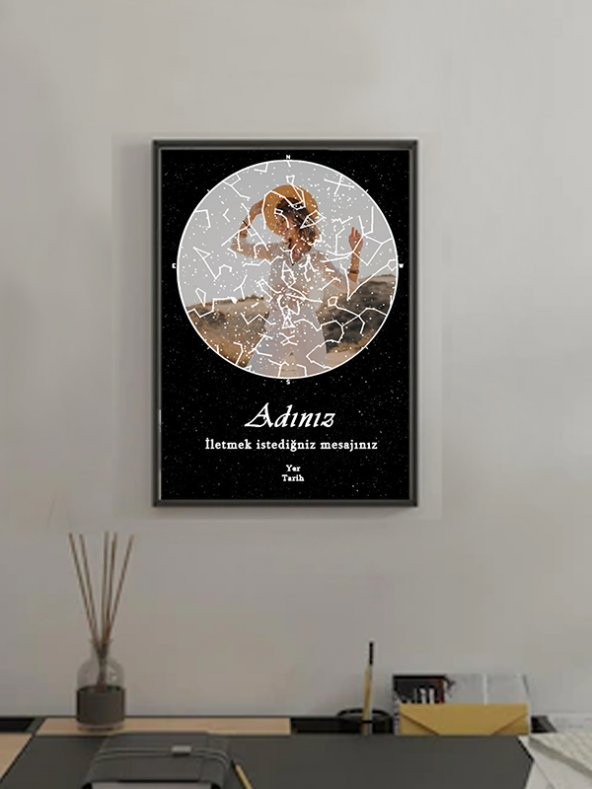 BNC DESIGN Kişiye Özel Gökyüzü Yıldız Haritası Hediye Tablo Spotify Kodlu Doğum Haritası - 2