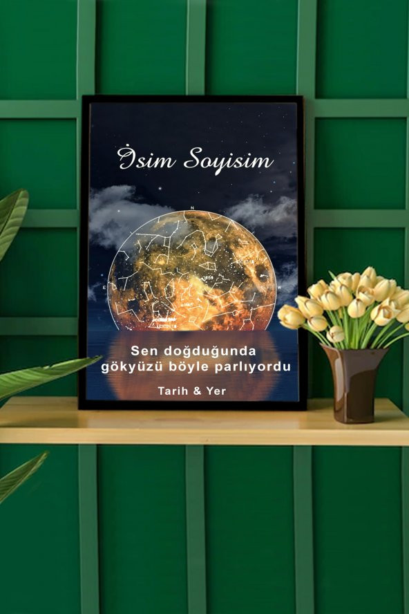 BNC DESIGN Kişiye Özel Gökyüzü Yıldız Haritası Hediye Tablo Spotify Kodlu Doğum Haritası