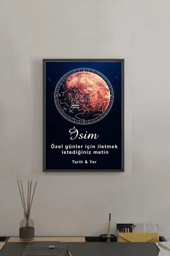 BNC DESIGN Kişiye Özel Gökyüzü Yıldız Haritası Hediye Tablo Spotify Kodlu Doğum Haritası