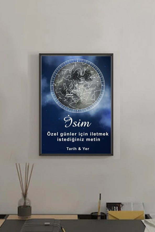 BNC DESIGN Kişiye Özel Gökyüzü Yıldız Haritası Hediye Tablo Spotify Kodlu Doğum Haritası