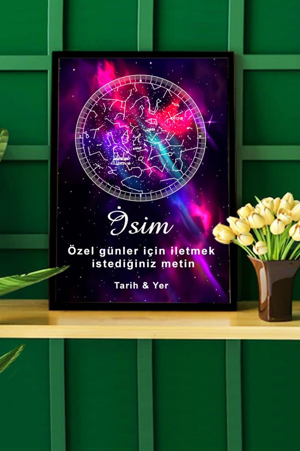 BNC DESIGN Kişiye Özel Gökyüzü Yıldız Haritası Hediye Tablo Spotify Kodlu Doğum Haritası - 2