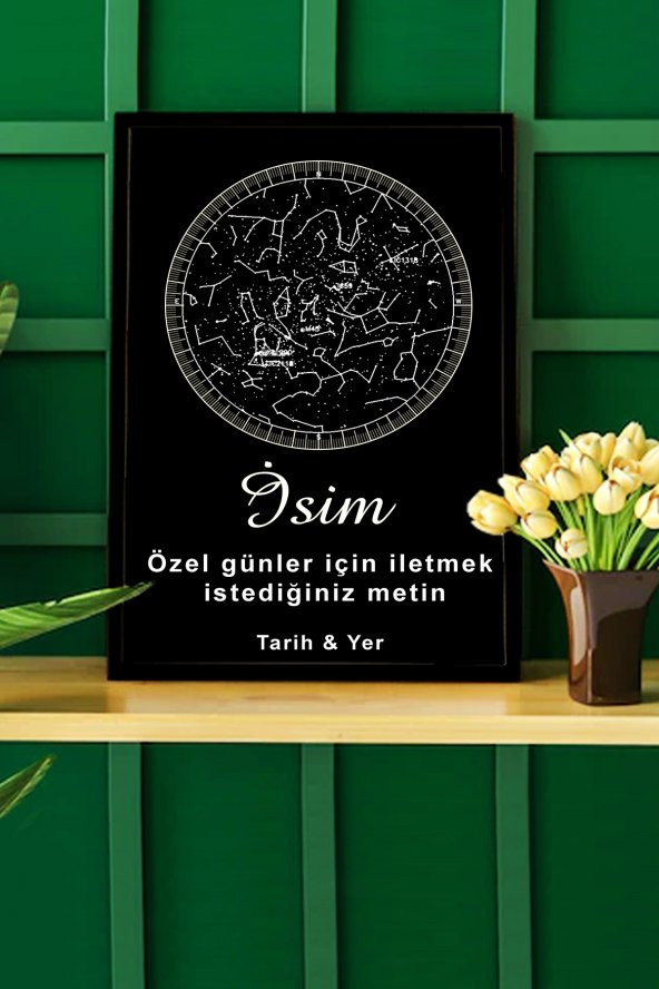 BNC DESIGN Kişiye Özel Gökyüzü Yıldız Haritası Hediye Tablo Spotify Kodlu Doğum Haritası