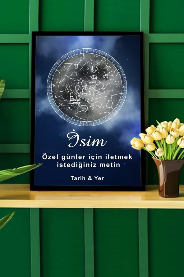 BNC DESIGN Kişiye Özel Gökyüzü Yıldız Haritası Hediye Tablo Spotify Kodlu Doğum Haritası - 2