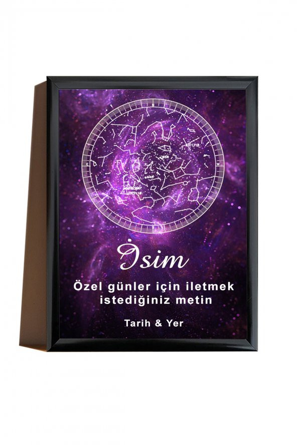 BNC DESIGN Kişiye Özel Gökyüzü Yıldız Haritası Hediye Tablo Spotify Kodlu Doğum Haritası - 2