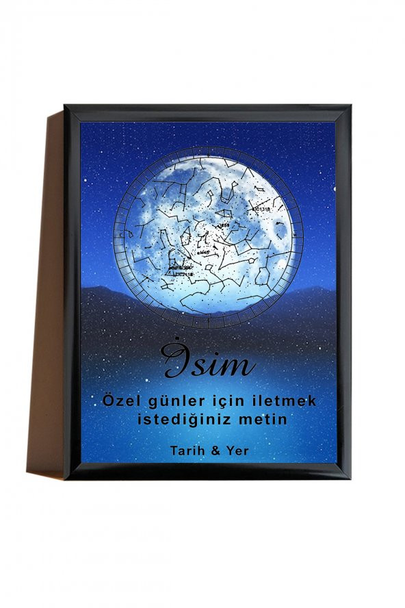 BNC DESIGN Kişiye Özel Gökyüzü Yıldız Haritası Hediye Tablo Spotify Kodlu Doğum Haritası - 2