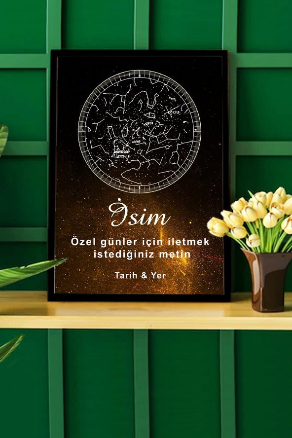 BNC DESIGN Kişiye Özel Gökyüzü Yıldız Haritası Hediye Tablo Spotify Kodlu Doğum Haritası - 2