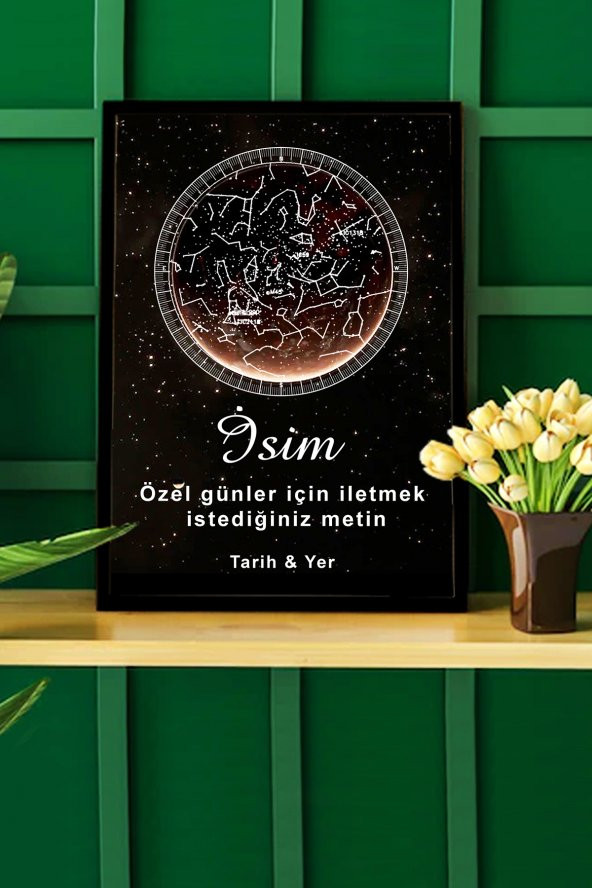 BNC DESIGN Kişiye Özel Gökyüzü Yıldız Haritası Hediye Tablo Spotify Kodlu Doğum Haritası - 2