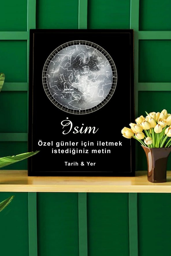 BNC DESIGN Kişiye Özel Gökyüzü Yıldız Haritası Hediye Tablo Spotify Kodlu Doğum Haritası - 2