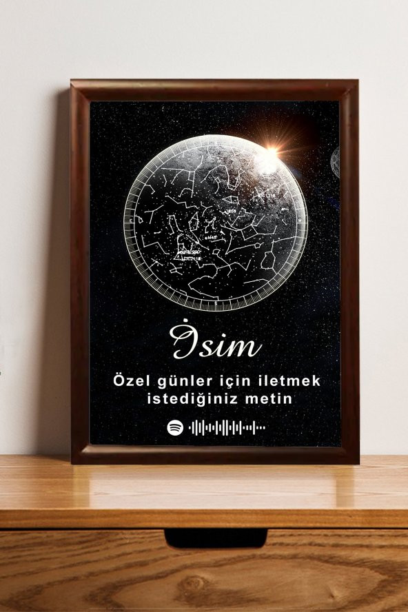 Kişiye Özel Yıldız Haritası Çerçeveli Gökyüzü Yıldız Haritası Doğum Günü Sevgiliye Hediye Tablo