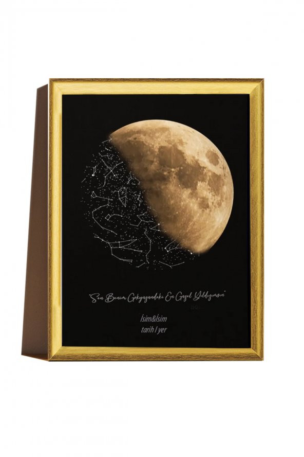 Kişiye Özel Yıldız Haritası Çerçeveli Gökyüzü Yıldız Haritası Doğum Günü Sevgiliye Hediye Tablo