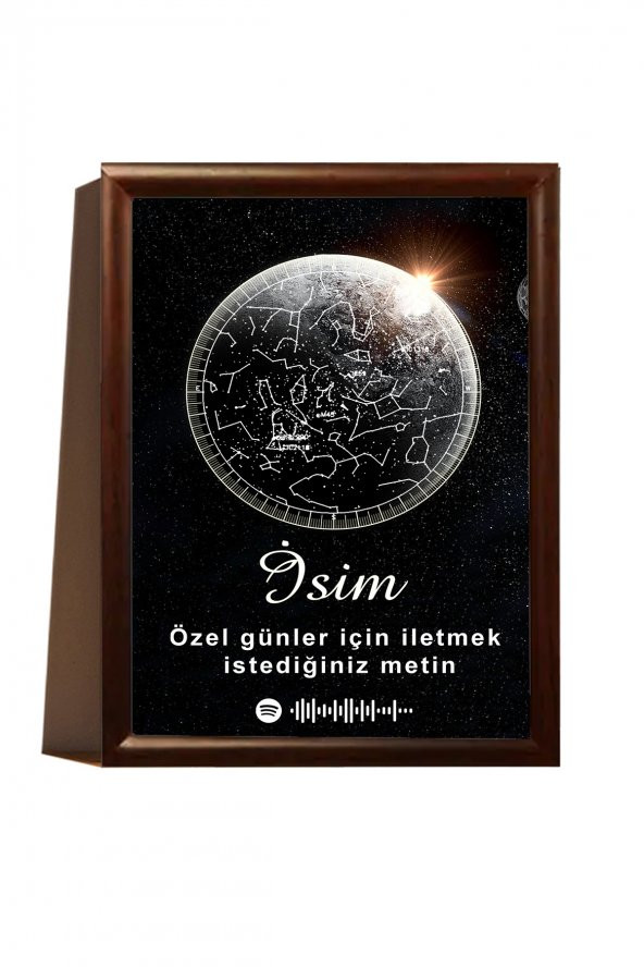 Kişiye Özel Yıldız Haritası Çerçeveli Gökyüzü Yıldız Haritası Doğum Günü Sevgiliye Hediye Tablo - 2