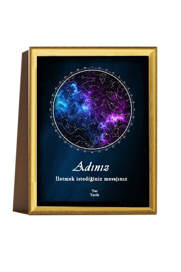 Kişiye Özel Yıldız Haritası Çerçeveli Gökyüzü Yıldız Haritası Doğum Günü Sevgiliye Hediye Tablo - 2