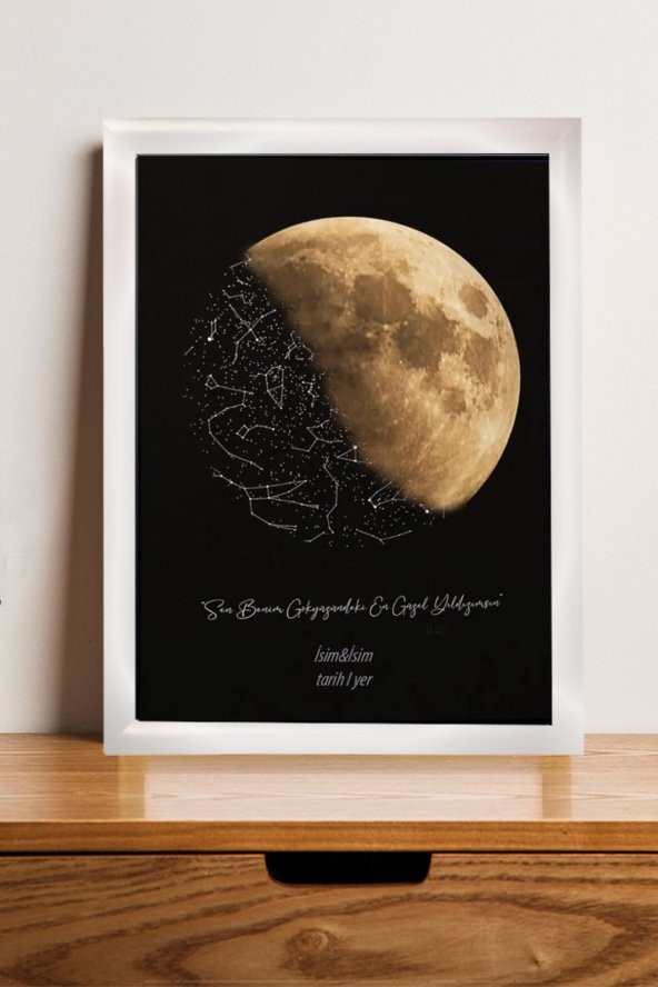 Kişiye Özel Yıldız Haritası Çerçeveli Gökyüzü Yıldız Haritası Doğum Günü Sevgiliye Hediye Tablo