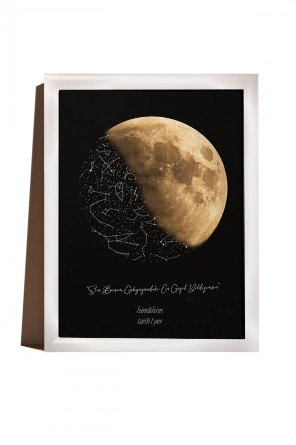 Kişiye Özel Yıldız Haritası Çerçeveli Gökyüzü Yıldız Haritası Doğum Günü Sevgiliye Hediye Tablo - 2