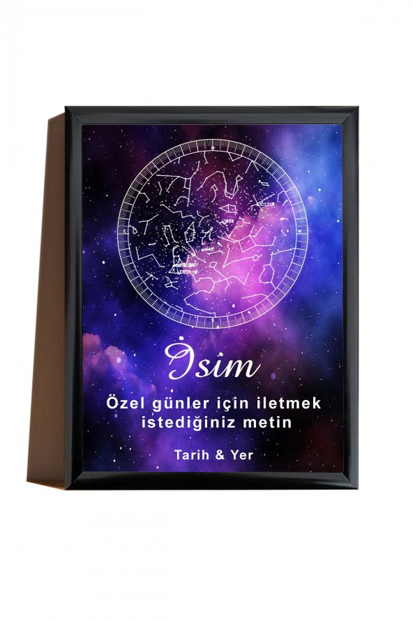 BNC DESIGN Kişiye Özel Gökyüzü Yıldız Haritası Hediye Tablo spotify kodlu doğum haritası - 2
