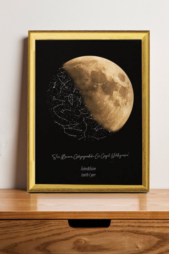 Kişiye Özel Yıldız Haritası Çerçeveli Gökyüzü Yıldız Haritası Doğum Günü Sevgiliye Hediye Tablo - 2