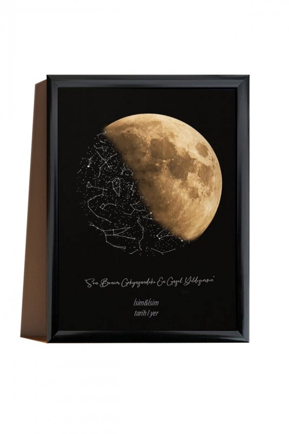 Kişiye Özel Yıldız Haritası Çerçeveli Gökyüzü Yıldız Haritası Doğum Günü Sevgiliye Hediye Tablo - 2