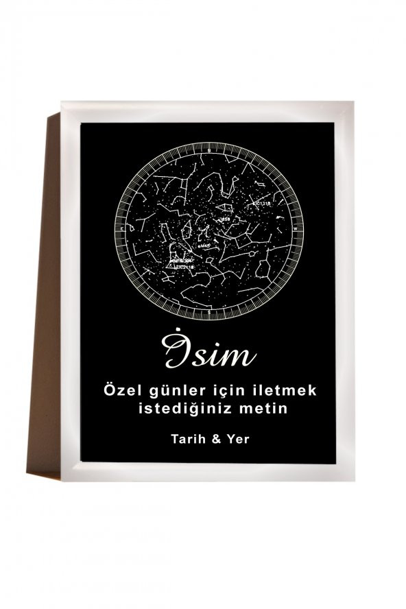 Kişiye Özel Yıldız Haritası Çerçeveli Gökyüzü Yıldız Haritası Doğum Günü Sevgiliye Hediye Tablo
