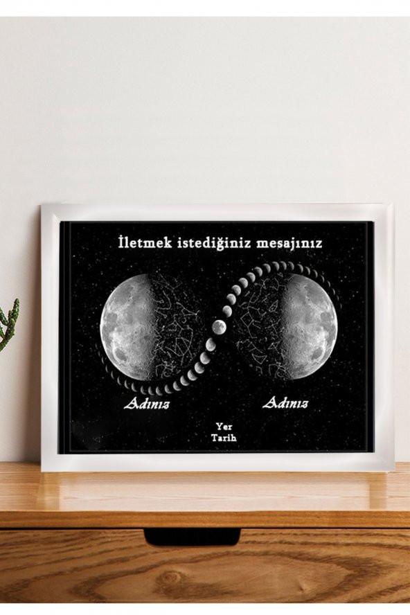 Kişiye Özel Yıldız Haritası Çerçeveli Gökyüzü Yıldız Haritası Doğum Günü Sevgiliye Hediye Tablo