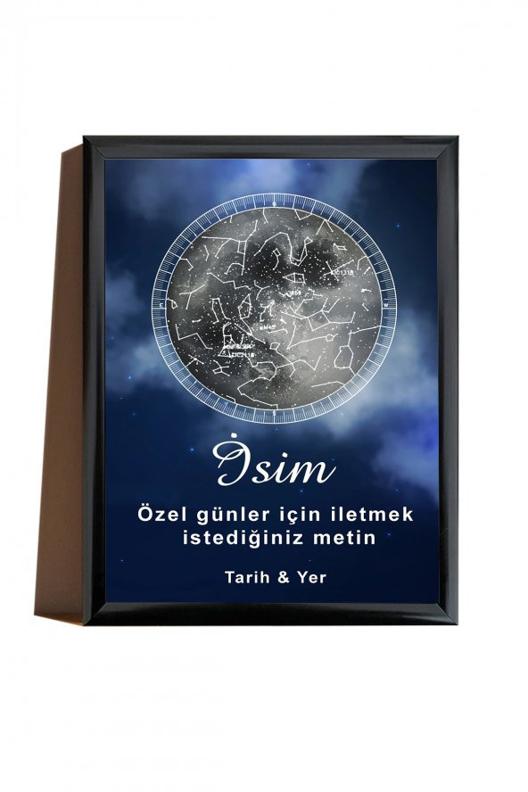 Kişiye Özel Yıldız Haritası Çerçeveli Gökyüzü Yıldız Haritası Doğum Günü Sevgiliye Hediye Tablo - 2