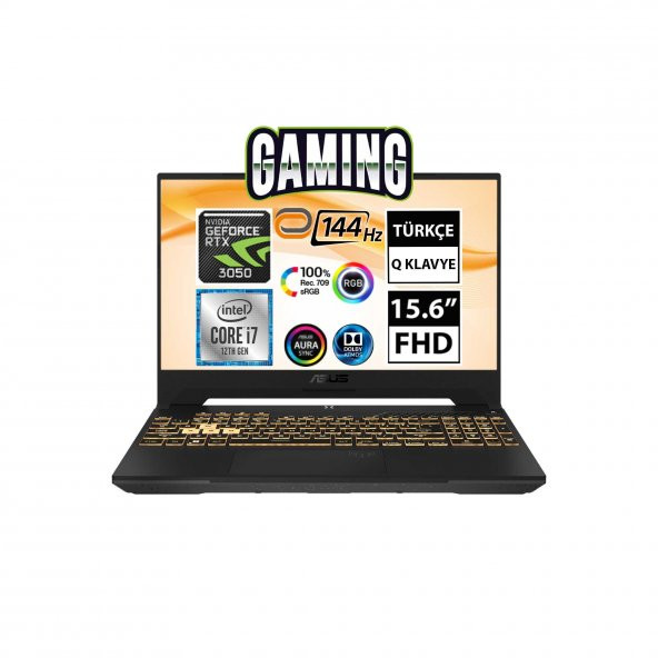 Asus TUF Gaming F15 FX507ZC4-HN009A5 i7-12700H 32GB 512SSD+1TBSSD RTX3050 15.6" FullHD FreeDOS Taşınabilir Bilgisayar