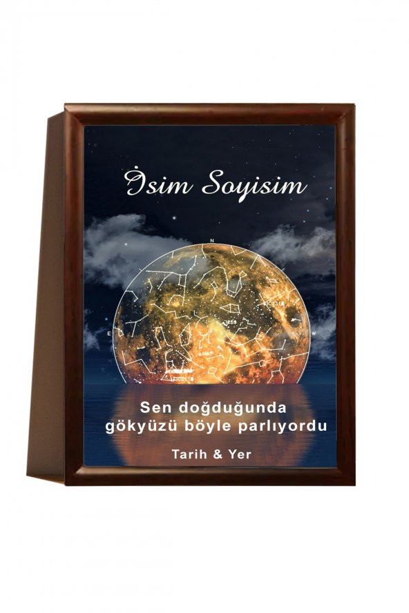 Kişiye Özel Yıldız Haritası Çerçeveli Gökyüzü Yıldız Haritası Doğum Günü Sevgiliye Hediye Tablo - 2