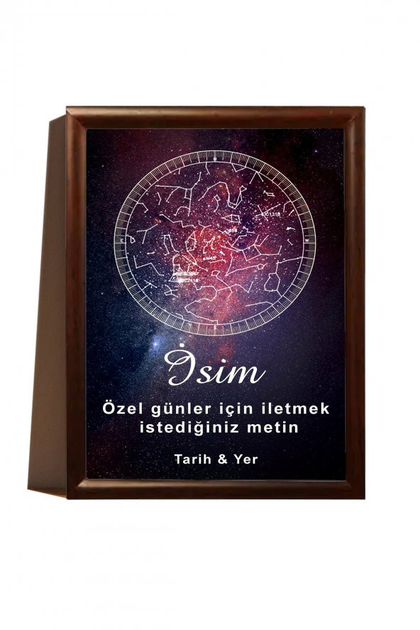 Kişiye Özel Yıldız Haritası Çerçeveli Gökyüzü Yıldız Haritası Doğum Günü Sevgiliye Hediye Tablo - 2