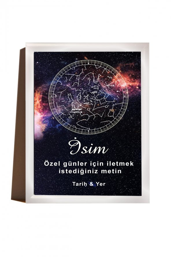 Kişiye Özel Yıldız Haritası Çerçeveli Gökyüzü Yıldız Haritası Doğum Günü Sevgiliye Hediye Tablo - 2