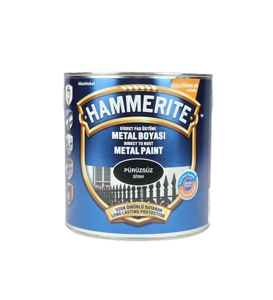 Hammerite Pas Üstü Metal Boyası Düz Siyah 2,5Lt