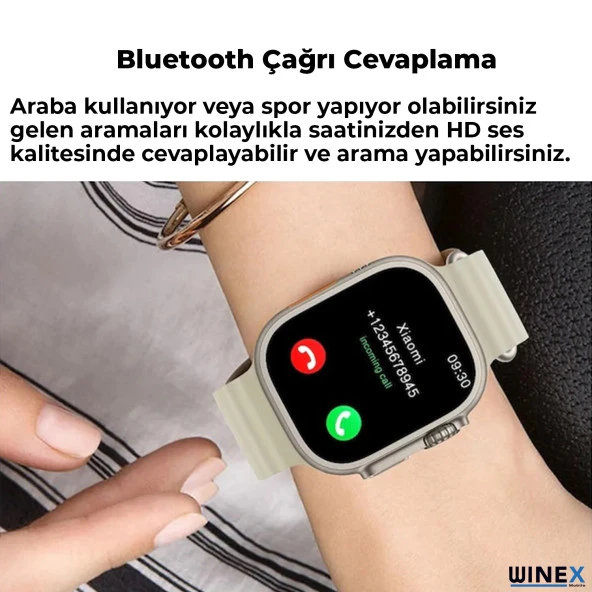 Winex Watch 8 Pro Max Amoled Ekran Android İos Uyumlu Akıllı Saat Turuncu - 5