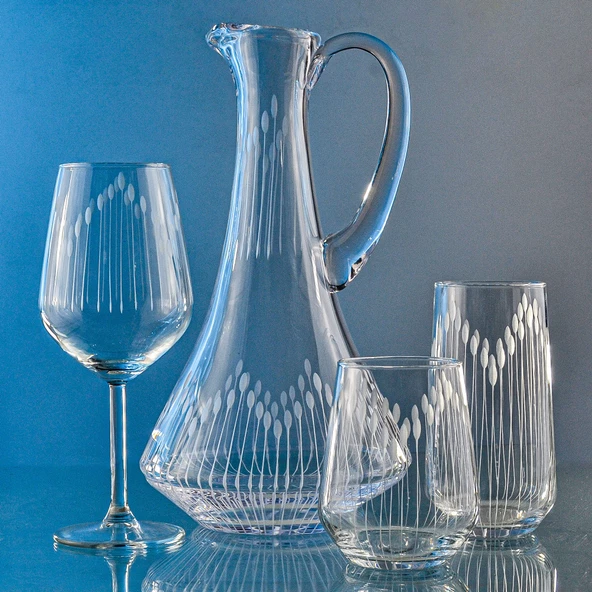 Decocia Kazaan 19 Parça 6 Kişilik  Bardak Çeyiz Seti Dik Karaflı Vega Desenli - Resim 2