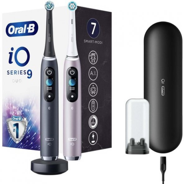 Oral-B İo 9 Siyah/Pembe 2Li Şarjlı Diş Fırçası Seti