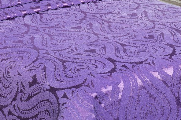 Finezza Tulip Polyester Pamuk Şönil Mürdüm Yatak örtüsü Çift Kişl. 3 Parça-1447 - 4