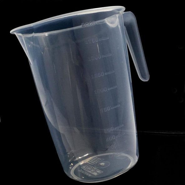 Şeffaf Kırılmayan Plastikten Kulplu Sürahi Tipi 2 Litre Ölçü Kabı Çok Amaçlı  Dereceli Ölçek Kap - 1