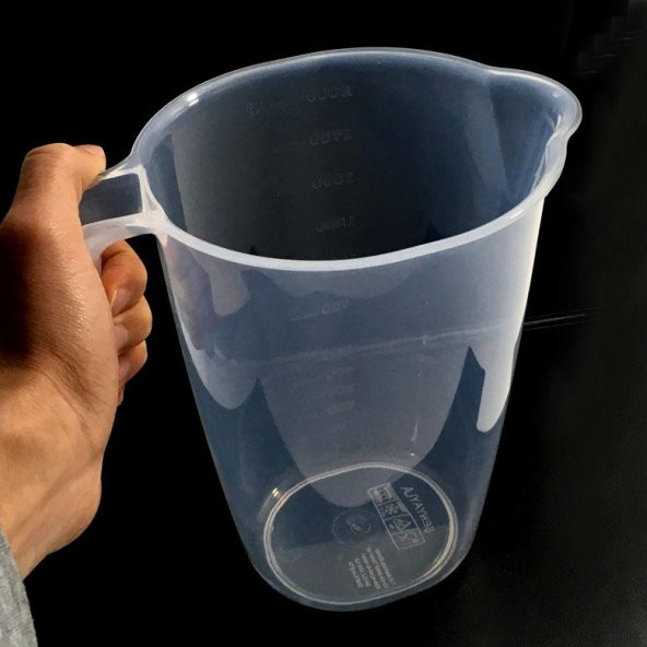 Şeffaf Kırılmayan Plastikten Kulplu Sürahi Tipi 2 Litre Ölçü Kabı Çok Amaçlı  Dereceli Ölçek Kap - 4