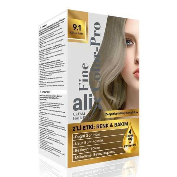 Alix Kit Saç Boyası Color Pro 9.1 Küllü Sarı