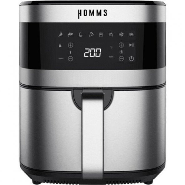 HOMMS H30 XXL 7 Litre Geniş Hazneli Dokunmatik 8 Ön Ayarlı Airfryer Sıcak Hava Fritözü