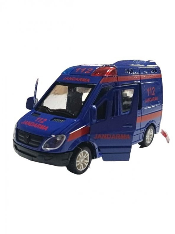 1 Adet Metal Çek-bırak Işıklı Sesli Kapıları Açılır Kapanır Kurtarma Aracı 12cm - Resim 2