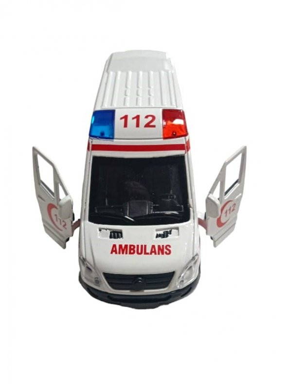 4 Adet Metal Çek-bırak Işıklı Sesli Kapıları Açılır Kapanır Kurtarma Aracı 12cm - 3