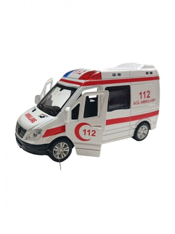 4 Adet Metal Çek-bırak Işıklı Sesli Kapıları Açılır Kapanır Kurtarma Aracı 12cm - 4