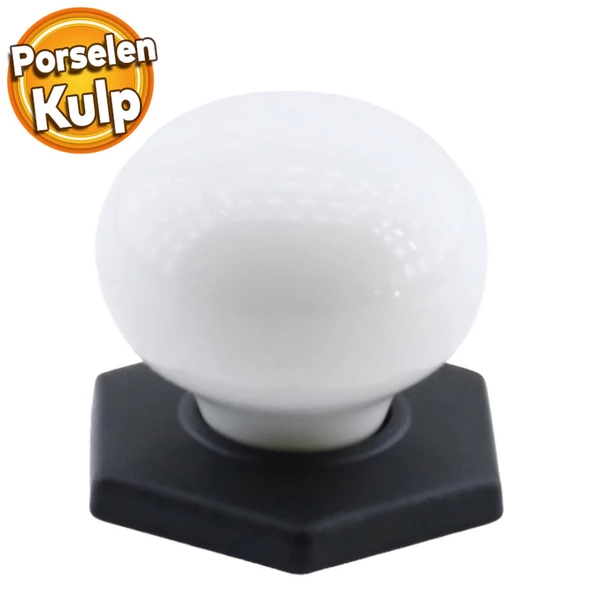 Tomurcuk Düğme Çekmece Dolap Dolabı Kulpu Kulbu Beyaz Siyah Altıgen Porselen Kulpları Mobilya Mutfak