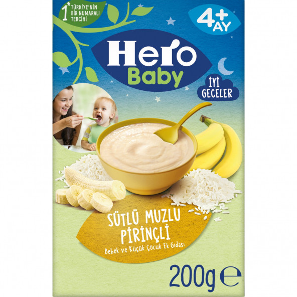 Hero Baby Sütlü Muzlu Pirinçli Kaşık Maması 200 Gr
