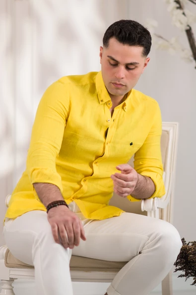 PAUL MARTİN CANADİAN HAM KETEN YAKA DÜĞMELİ YAZLIK ERKEK GÖMLEK - Resim 12