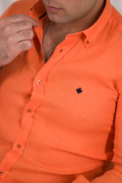 PAUL MARTİN CANADİAN HAM KETEN YAKA DÜĞMELİ YAZLIK ERKEK GÖMLEK - Resim 9