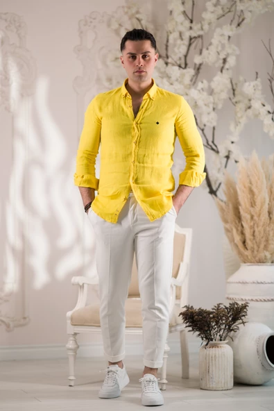 PAUL MARTİN CANADİAN HAM KETEN YAKA DÜĞMELİ YAZLIK ERKEK GÖMLEK - Resim 11