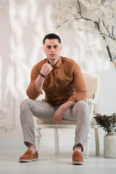 PAUL MARTİN CANADİAN HAM KETEN YAKA DÜĞMELİ YAZLIK ERKEK GÖMLEK - Resim 2