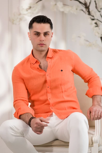 PAUL MARTİN CANADİAN HAM KETEN YAKA DÜĞMELİ YAZLIK ERKEK GÖMLEK - Resim 6