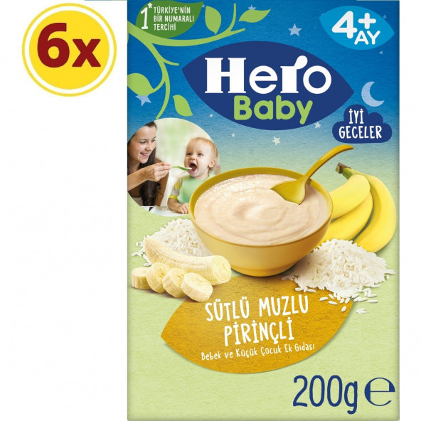 Hero Baby Gece Sütlü Muzlu Pirinçli 200 G x 6 Adet